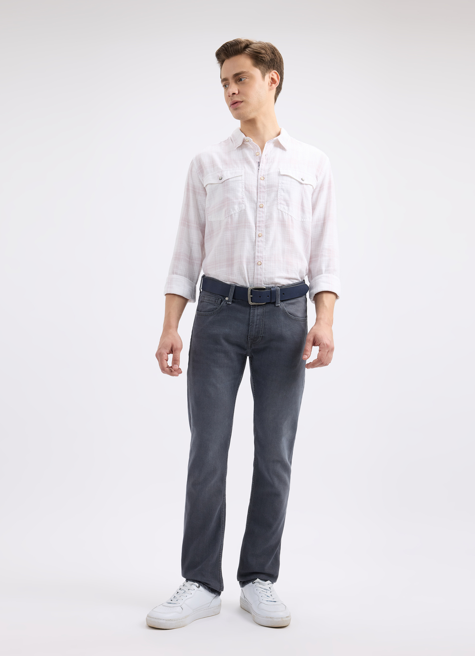 Men White Check Full Sleeve Shirt, , large image number 5