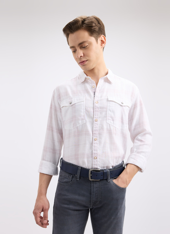 Men White Check Full Sleeve Shirt