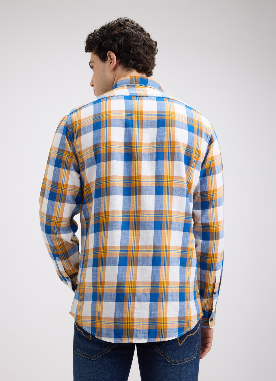 Men Blue Check Full Sleeve Shirt, , large image number 2