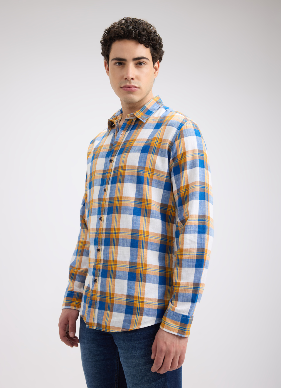 Men Blue Check Full Sleeve Shirt, , large image number 3
