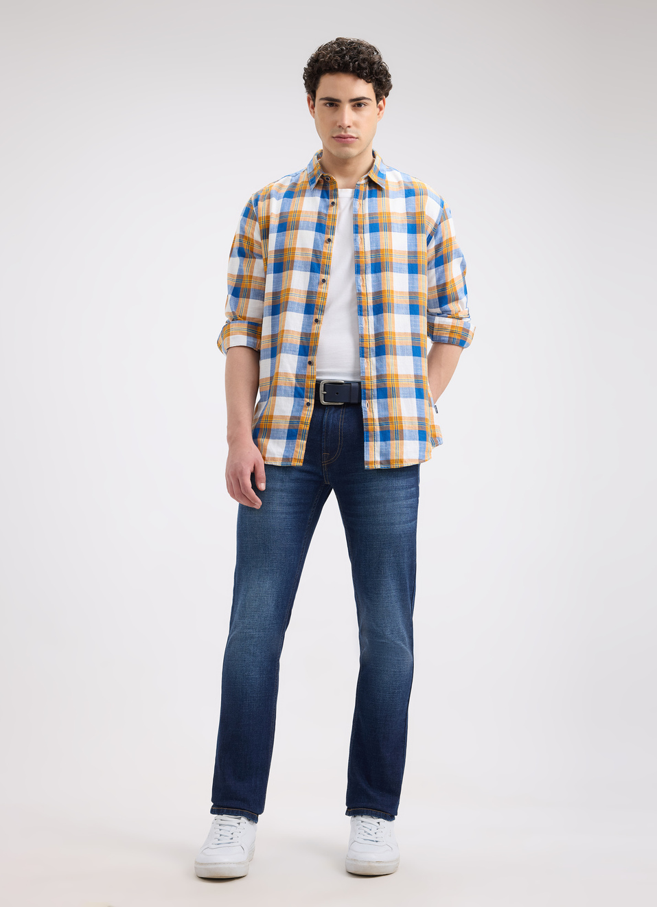 Men Blue Check Full Sleeve Shirt, , large image number 5