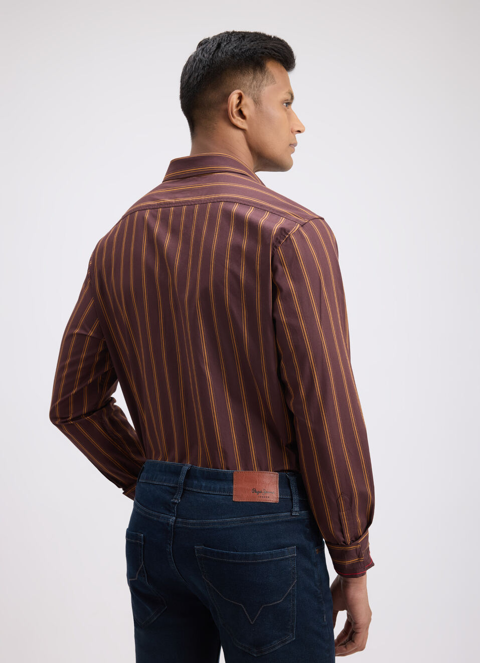 Men Brown Stripe Full Sleeve Shirt, , large image number 2