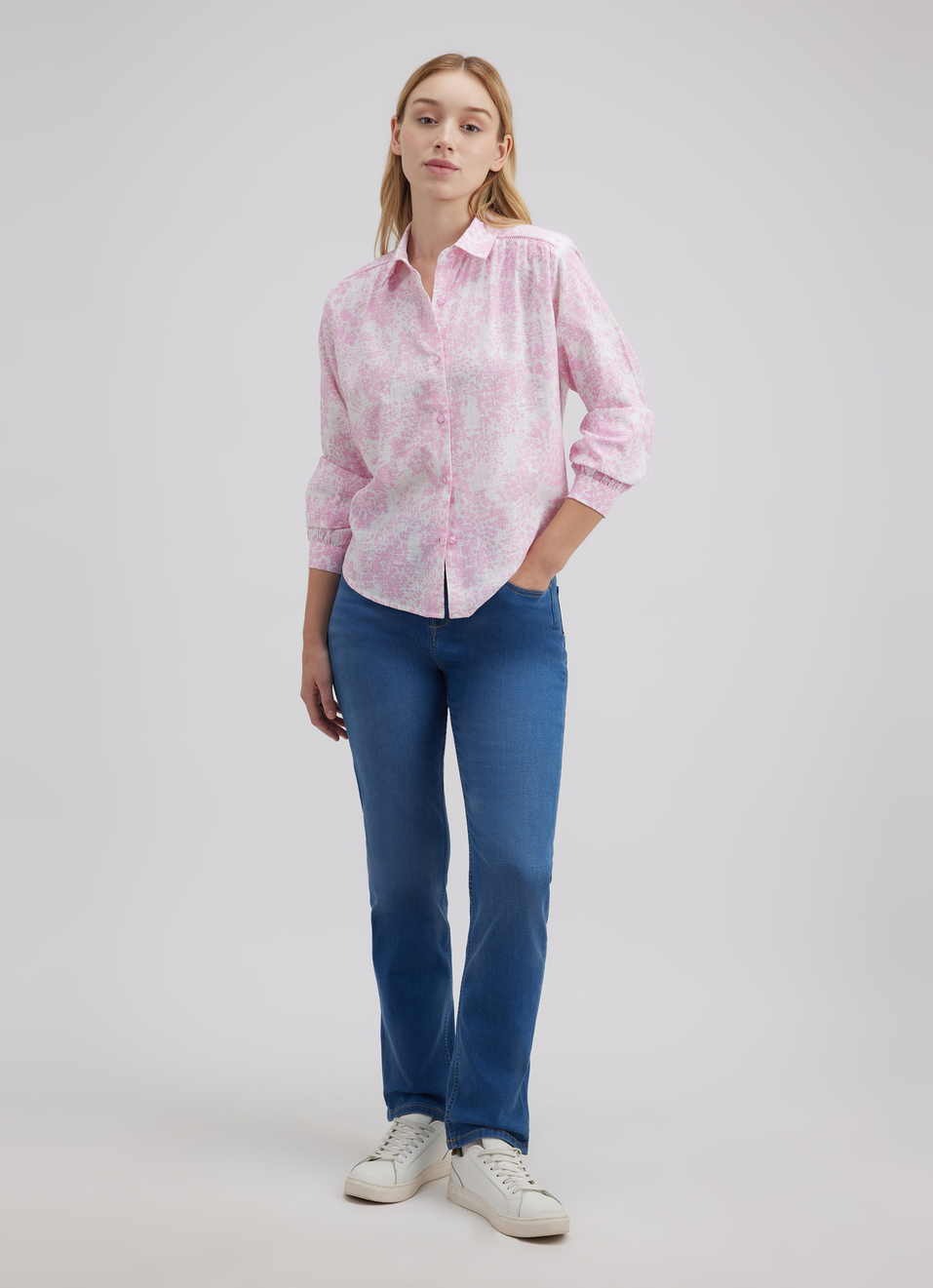 Women Pink Floral Print Full Sleeve Shirt, , large image number 5