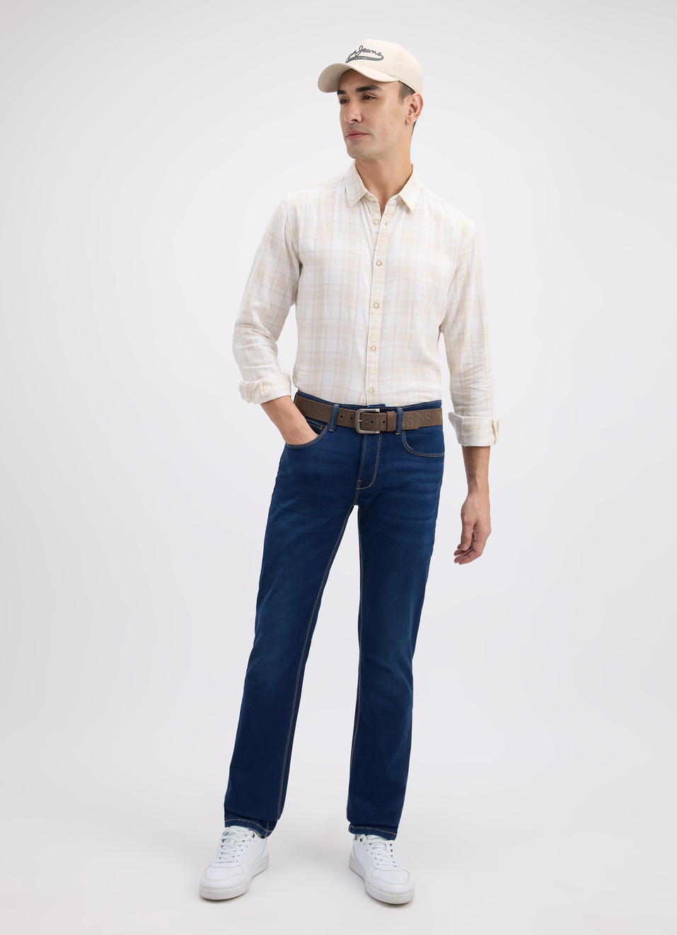 Men Beige Check Full Sleeve Shirt, , large image number 5