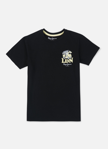 Boys Black Back Print Short Sleeve T-shirt