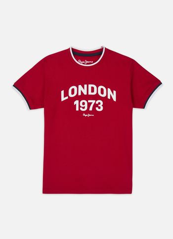 Boys Red Letter Print Short Sleeve T-shirt