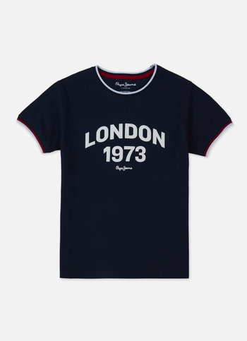 Boys Navy Letter Print Short Sleeve T-shirt