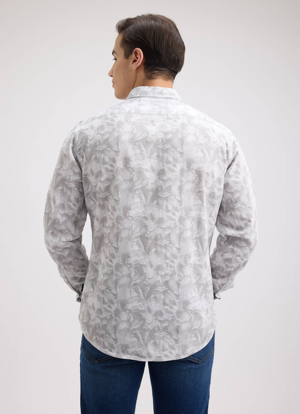Men Grey Floral Print Full Sleeve Shirt, , large image number 2