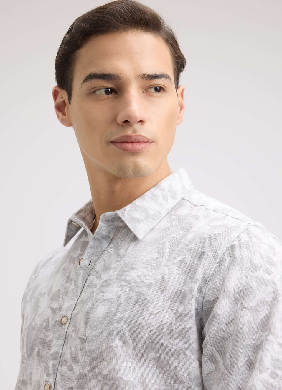 Men Grey Floral Print Full Sleeve Shirt, , large image number 4