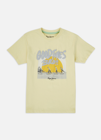 Boys Yellow Graphic Print Short Sleeve T-shirt
