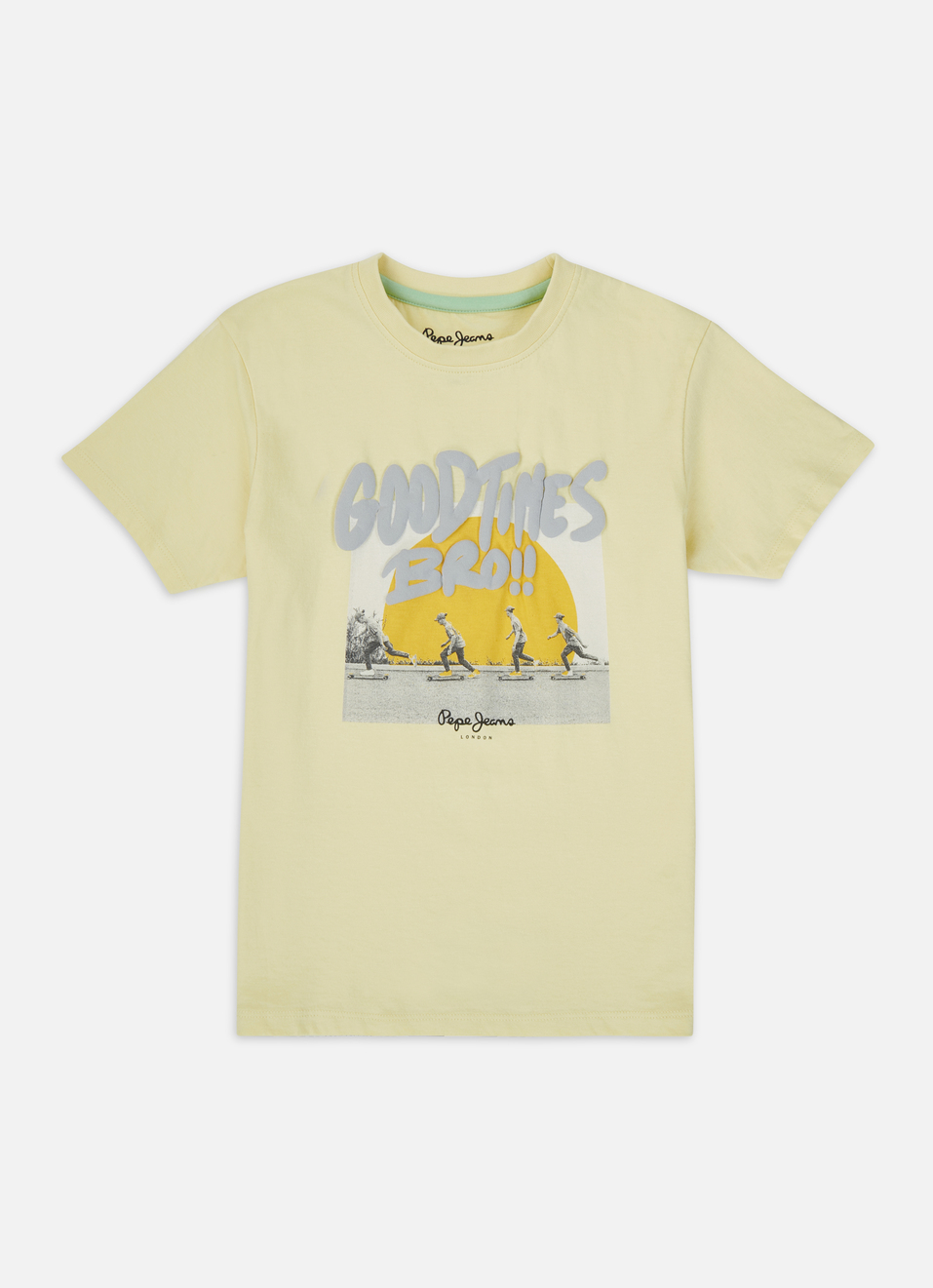 Boys Yellow Graphic Print Short Sleeve T-shirt, , large image number 0