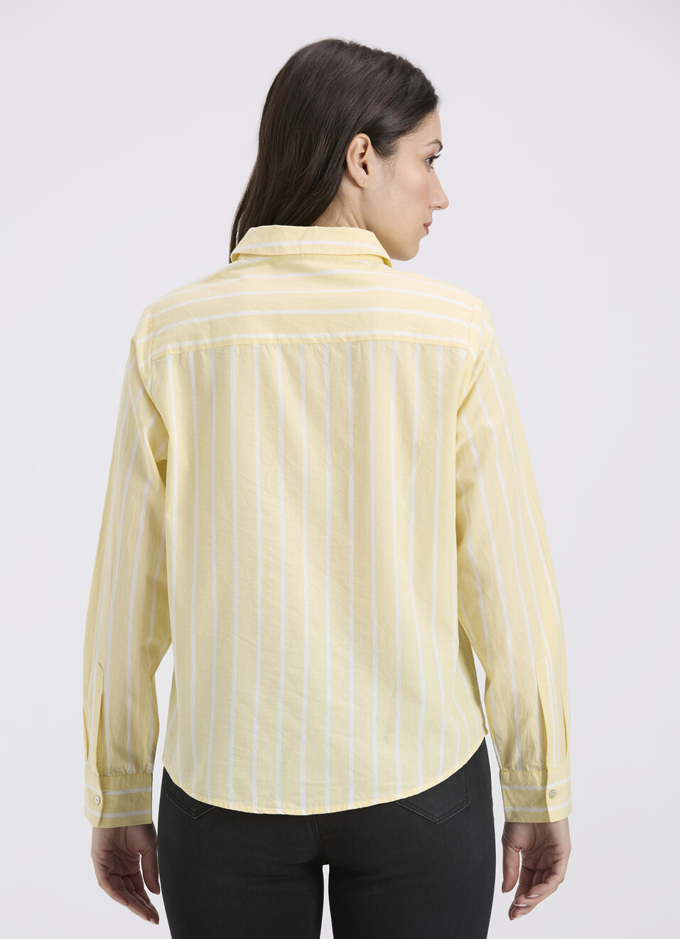 Women Yellow Vertical Stripe Full Sleeve Shirt, , large image number 2