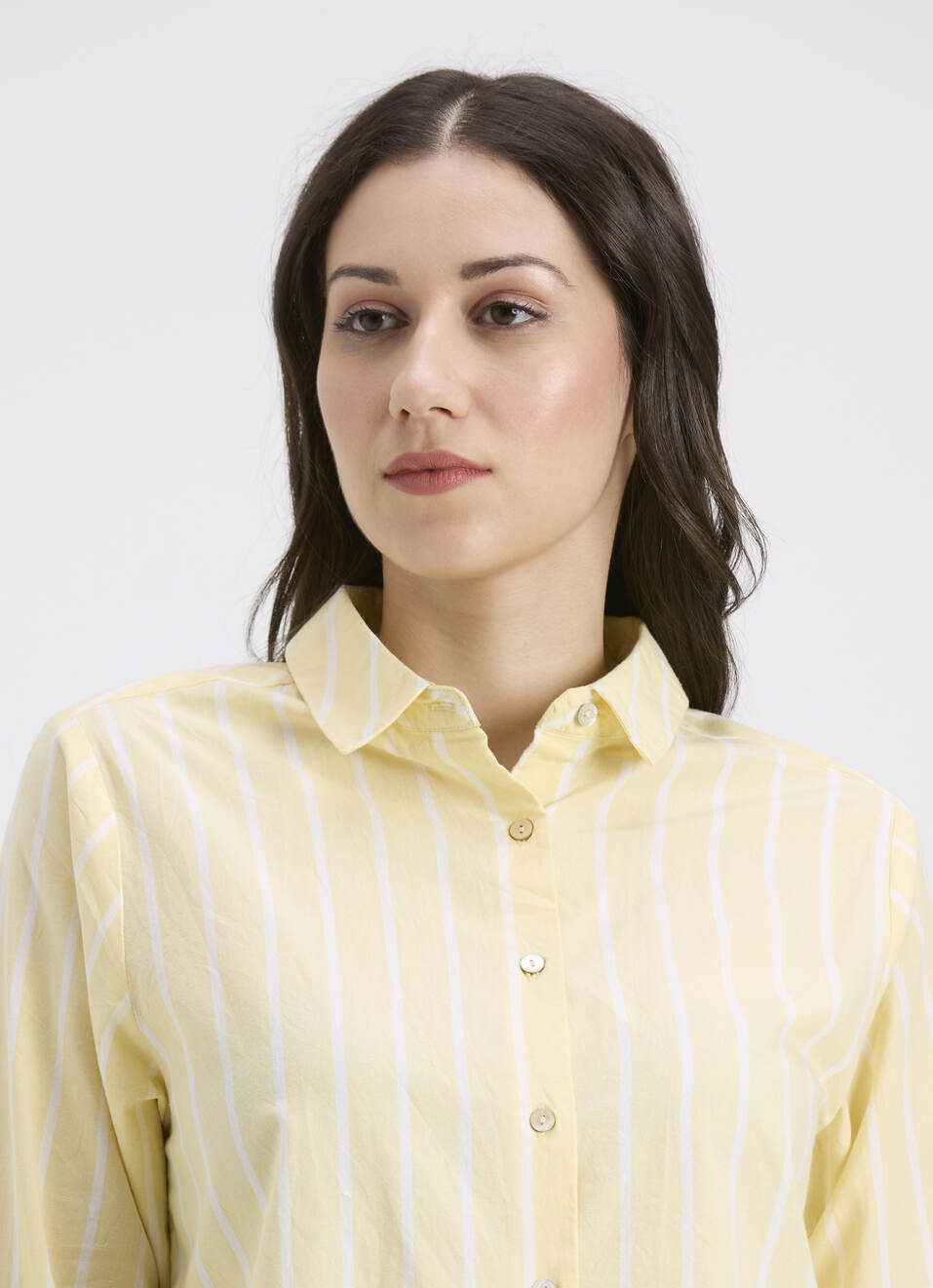 Women Yellow Vertical Stripe Full Sleeve Shirt, , large image number 4
