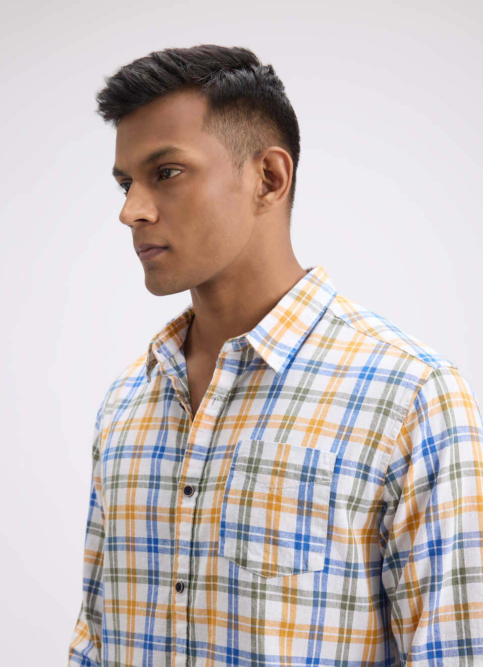 Men Orange Check Full Sleeve Shirt, , large image number 3