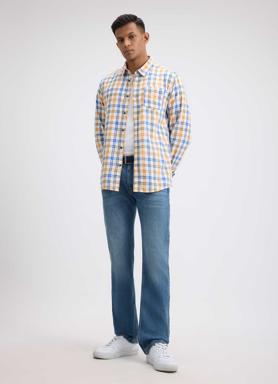 Men Orange Check Full Sleeve Shirt, , large image number 4