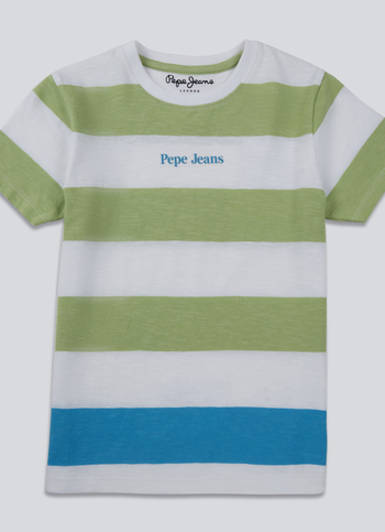 Boys Green Engineered Vertical Stripe T-shirt