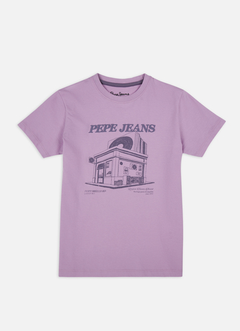 Boys Purple Graphic Print Short Sleeve T-shirt