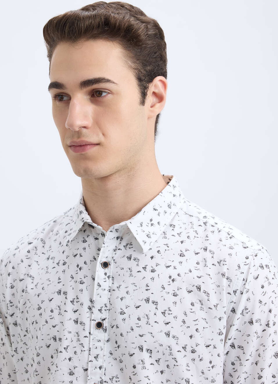 Men White All Over Minimal Print Full Sleeve Shirt, , large image number 4