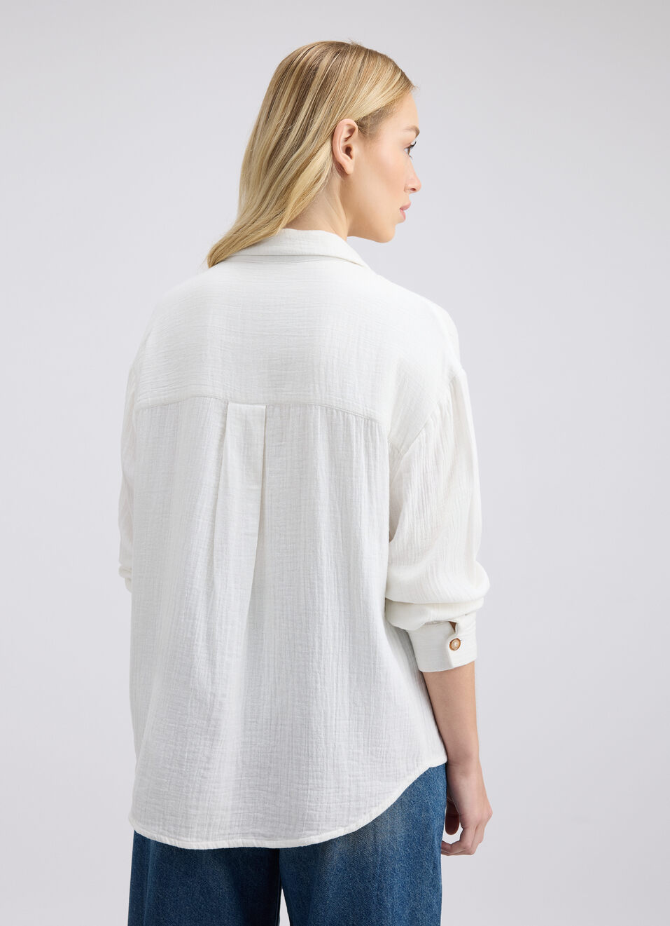Women White Full Sleeve Oversized Shirt, , large image number 2