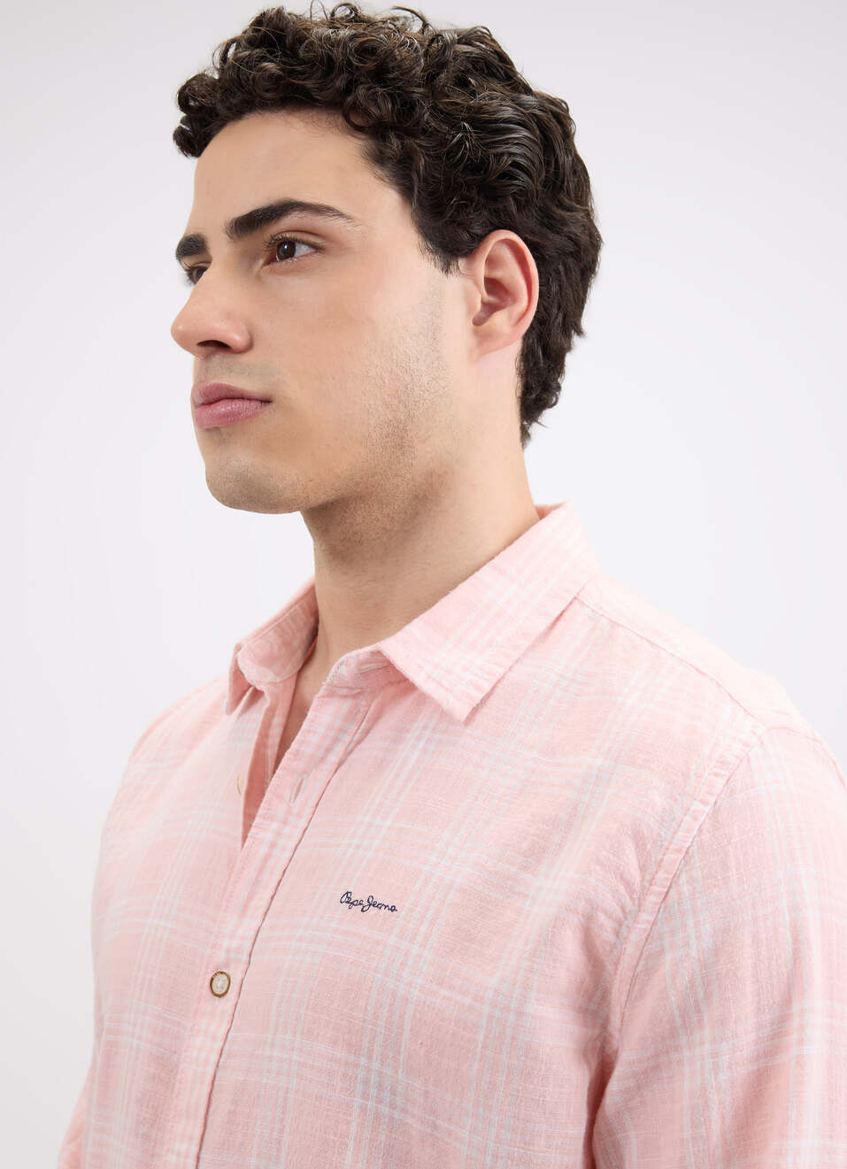 Men Peach Check Full Sleeve Shirt, , large image number 4