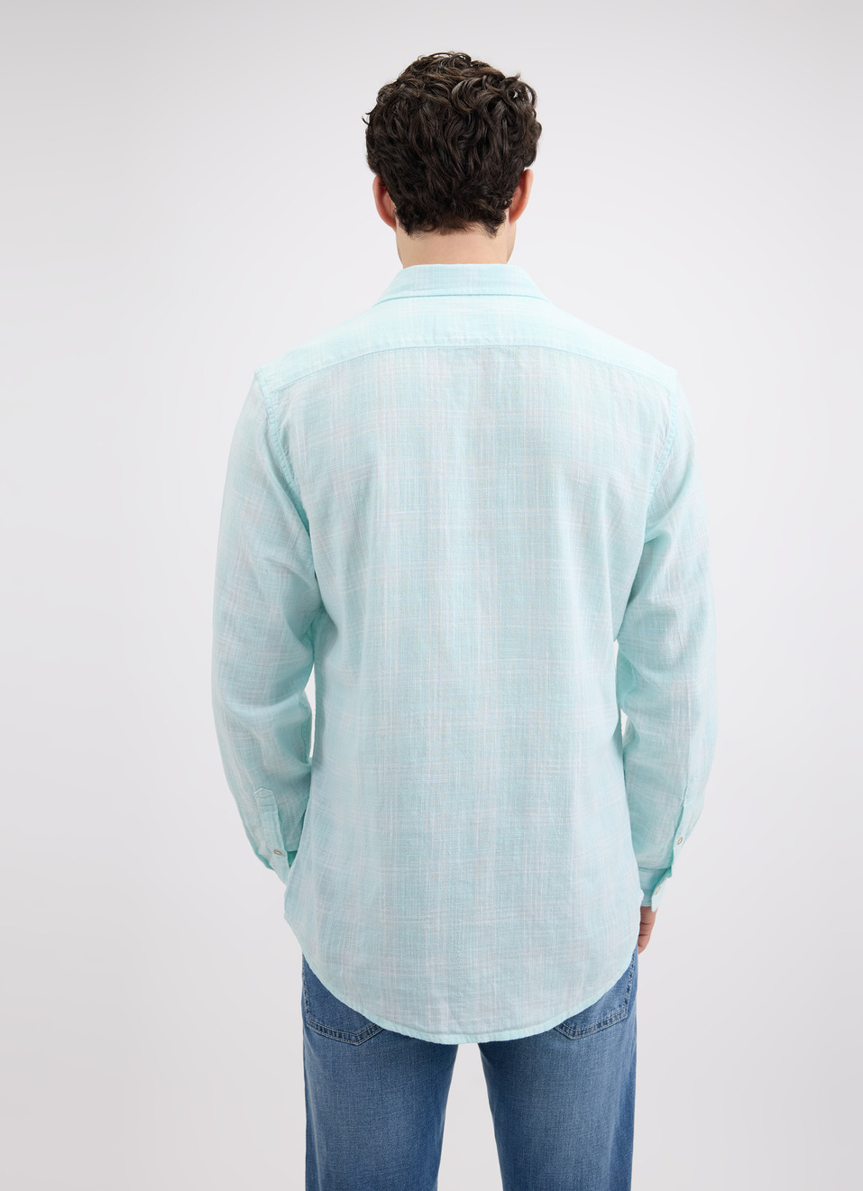 Men Blue Check Full Sleeve Shirt, , large image number 2