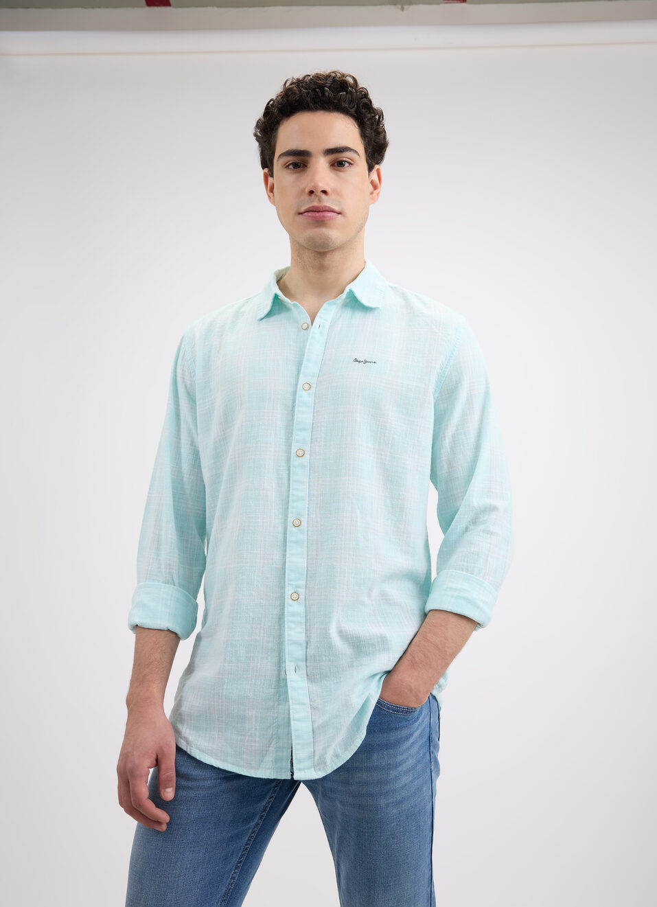 Men Blue Check Full Sleeve Shirt, , large image number 5