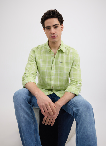 Men Green Check Full Sleeve Shirt