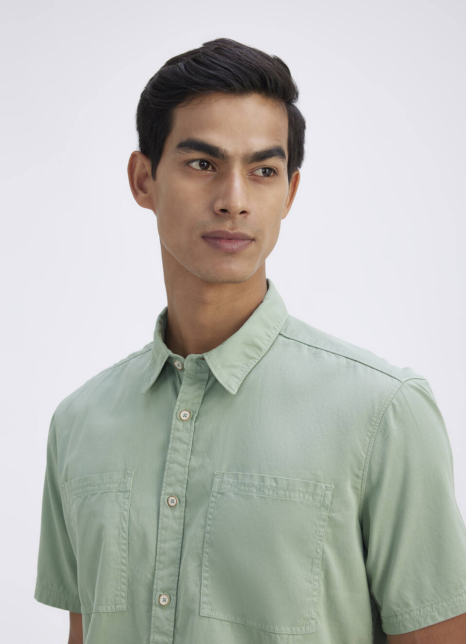 Men Green Overdyed Double Pocket Short Sleeve Shirt, , large image number 4