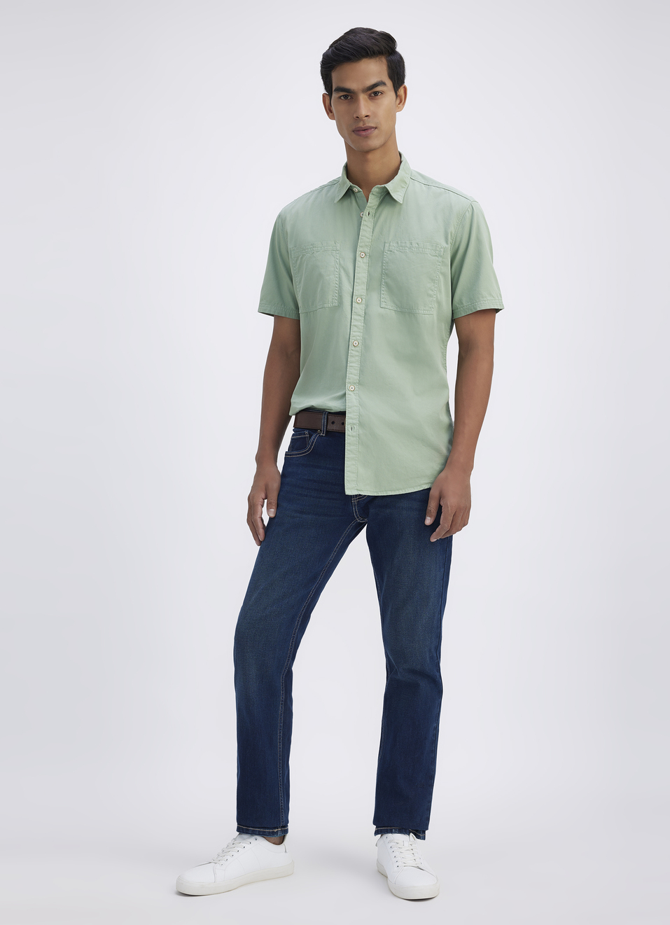 Men Green Overdyed Double Pocket Short Sleeve Shirt, , large image number 5