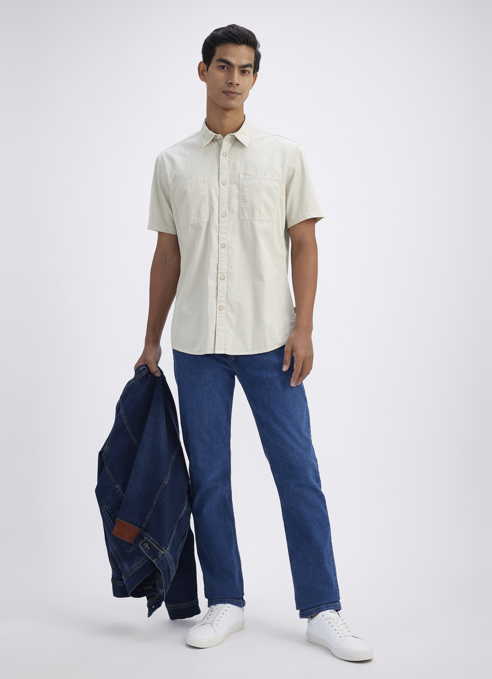 Men Beige Overdyed Double Pocket Short Sleeve Shirt, , large image number 5