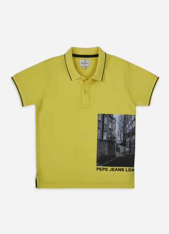 Boys Yellow Graphic Print Short Sleeve Polo