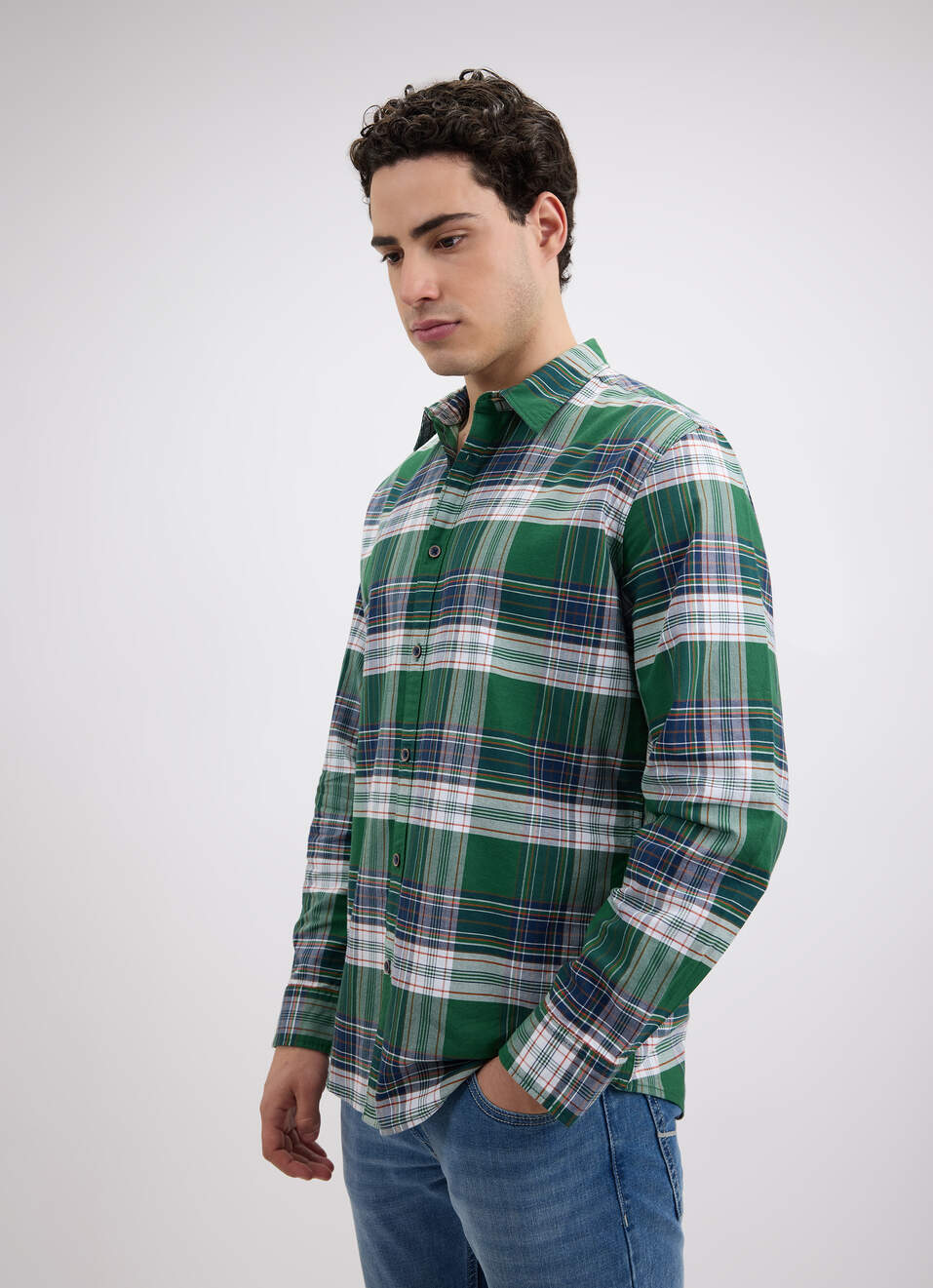 Men Green Check Full Sleeve Shirt, , large image number 3