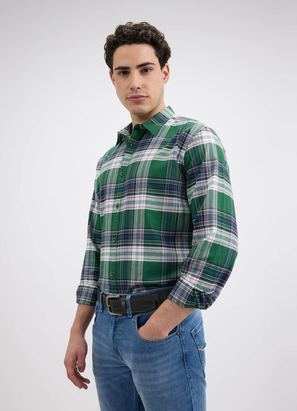 Men Green Check Full Sleeve Shirt, , large image number 5