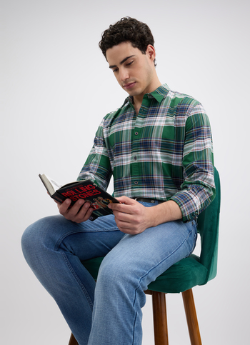 Men Green Check Full Sleeve Shirt