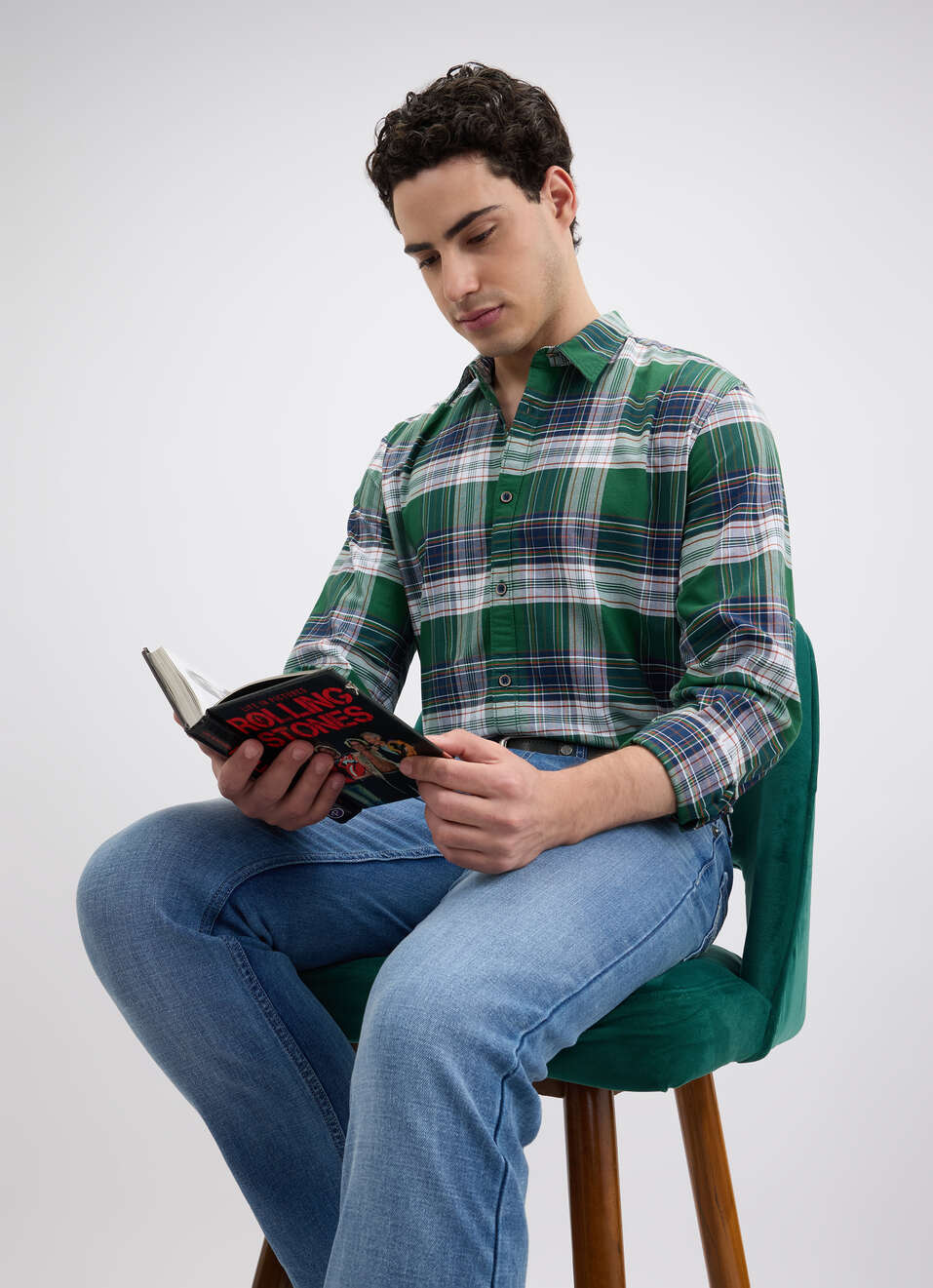 Men Green Check Full Sleeve Shirt, , large image number 0