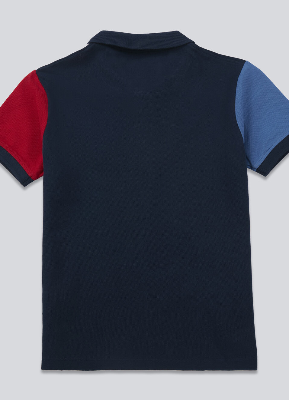 Boys Navy White Color Block Short Sleeve Polo, , large image number 1