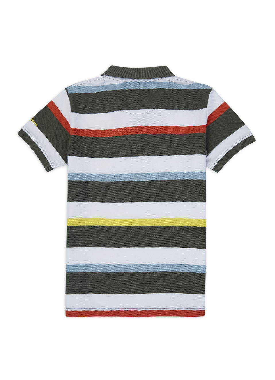 Boys Olive Horizontal Stripe Short Sleeve Polo, , large image number 1