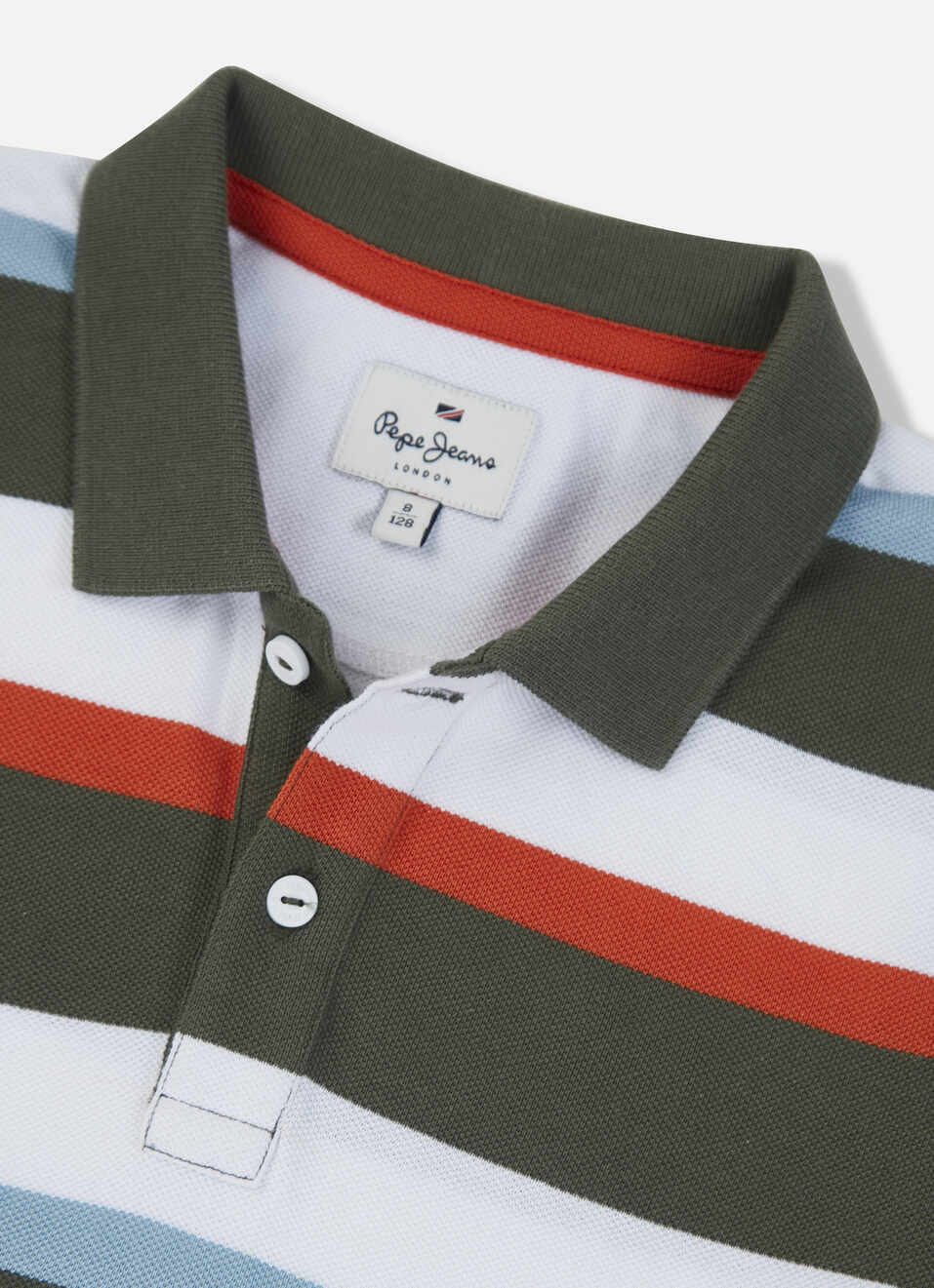 Boys Olive Horizontal Stripe Short Sleeve Polo, , large image number 2