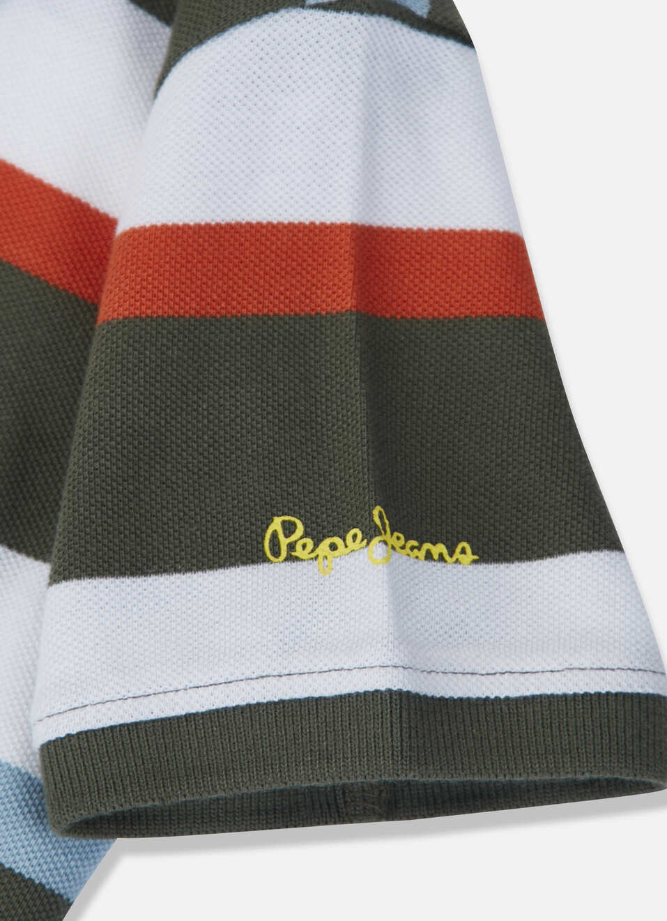 Boys Olive Horizontal Stripe Short Sleeve Polo, , large image number 3