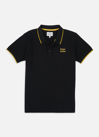 Boys Black Graphic Print Short Sleeve Polo