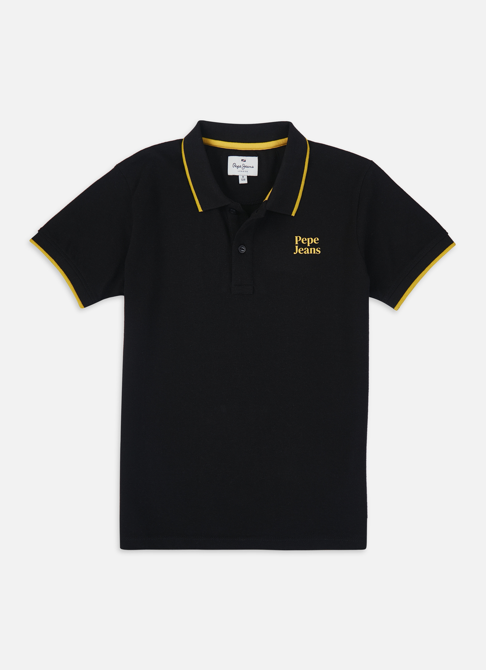 Boys Black Graphic Print Short Sleeve Polo, , large image number 0