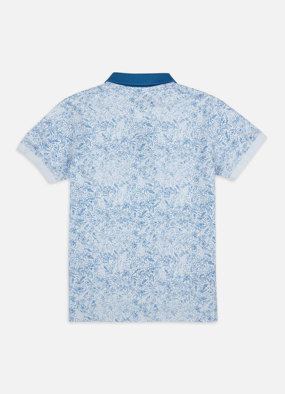 Boys Blue All Over Floral Short Sleeve Polo, , large image number 1