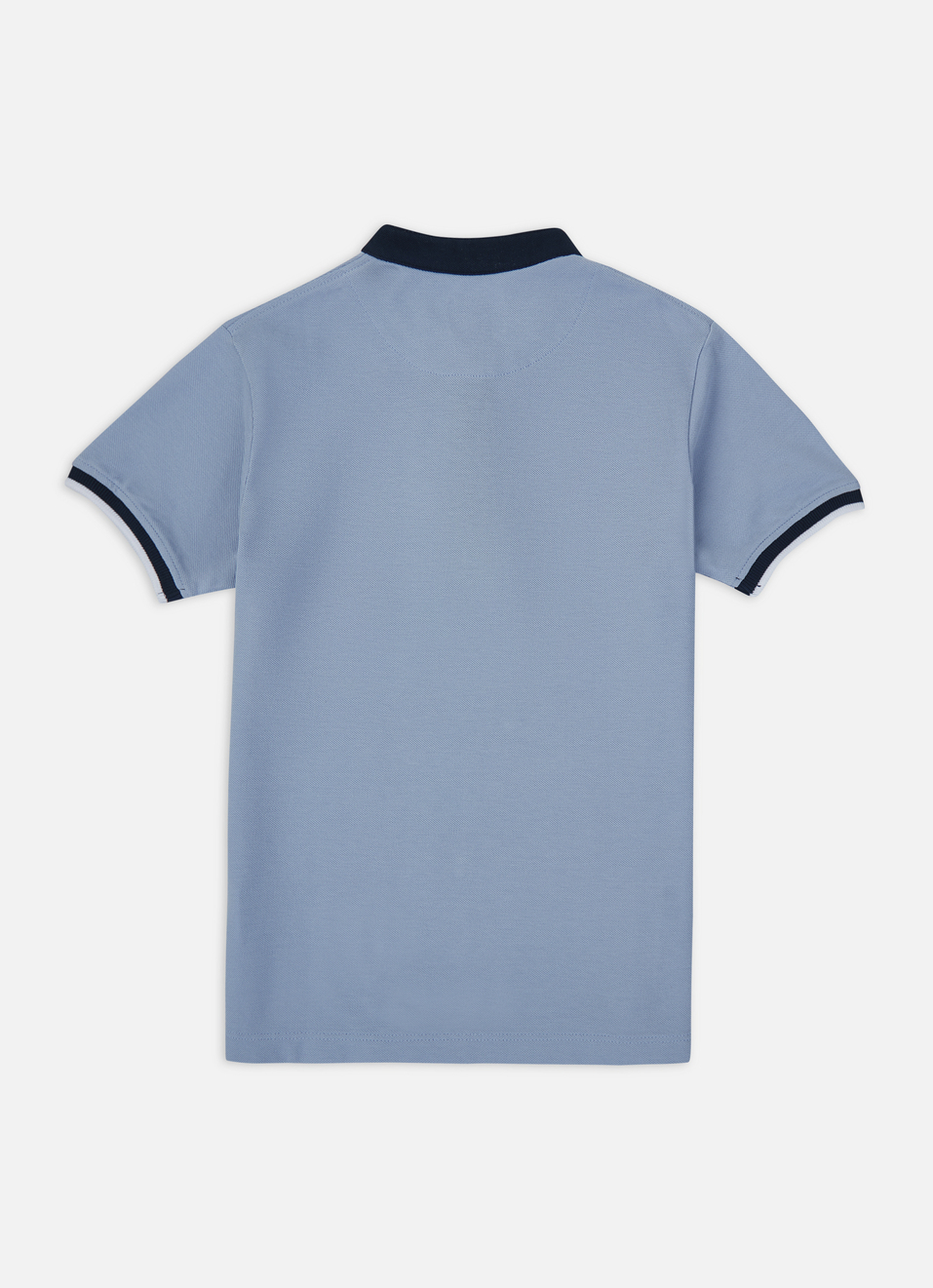 Boys Blue Mandarin Collar Short Sleeve Polo, , large image number 1