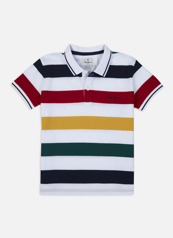 Boys Red Engineered Horizontal Stripe Polo