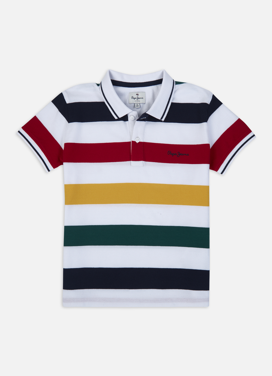 Boys Red Engineered Horizontal Stripe Polo, , large image number 0