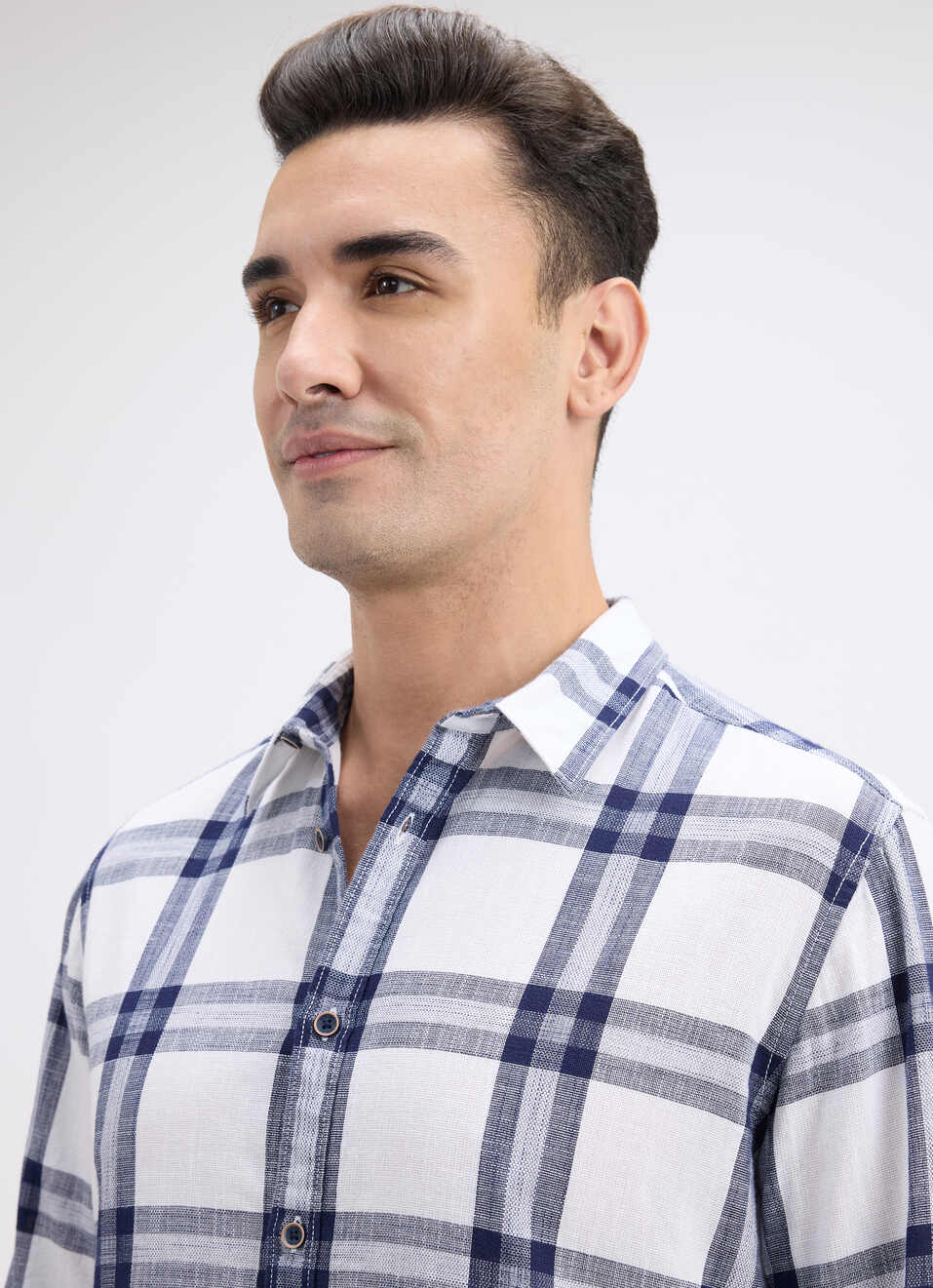 Men White Check Full Sleeve Shirt, , large image number 4