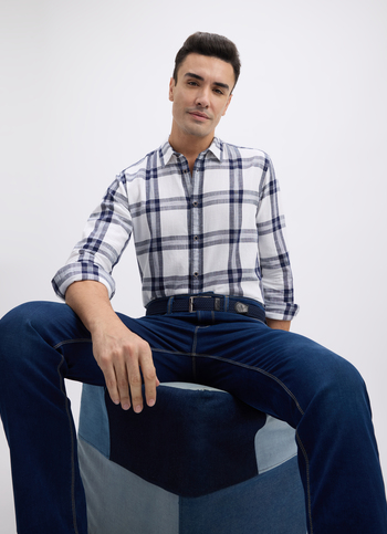 Men White Check Full Sleeve Shirt