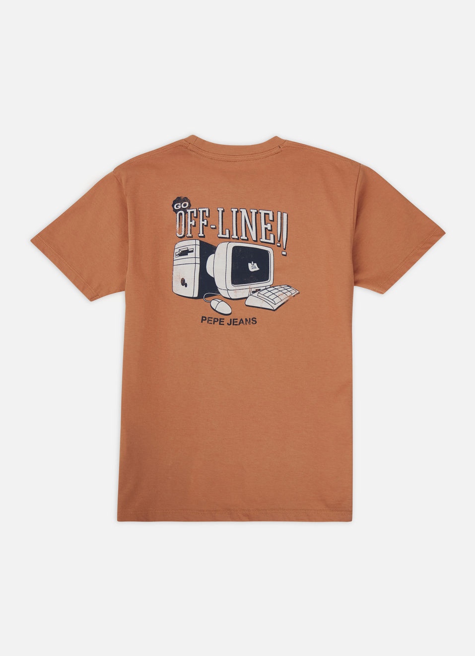 Boys Orange Back Print Short Sleeve T-shirt, , large image number 1