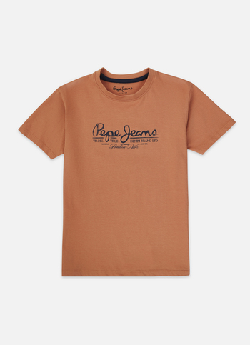 Boys Orange Back Print Short Sleeve T-shirt