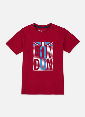 Boys Red Union Jack Print Short Sleeve T-shirt